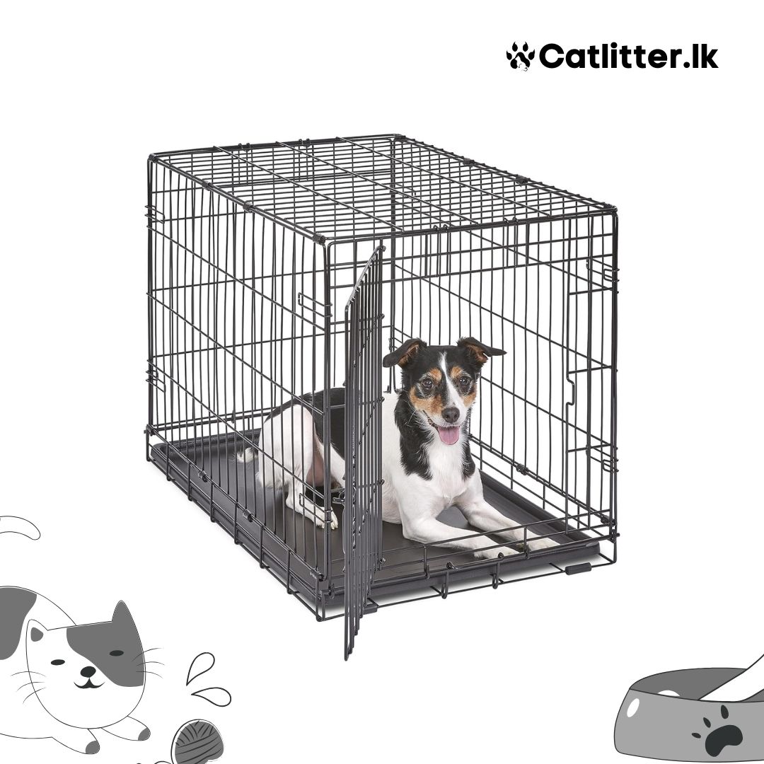 Collapsible Metal Crate Cage for Cat Puppy & Rabbit with Tray