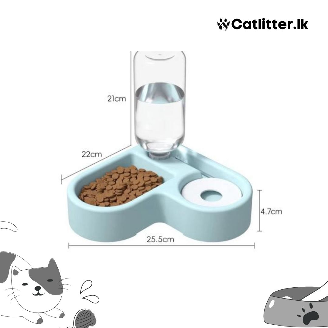 Pet Food and Water Dispenser Set (Blue Colour)