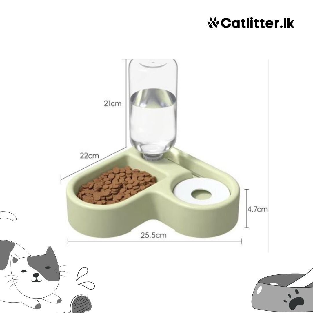 Pet Food and Water Dispenser Set (Green Colour)