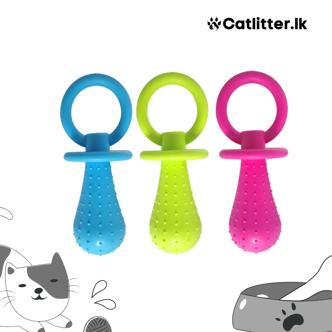 Pacifier-shaped rubber dog chew toy