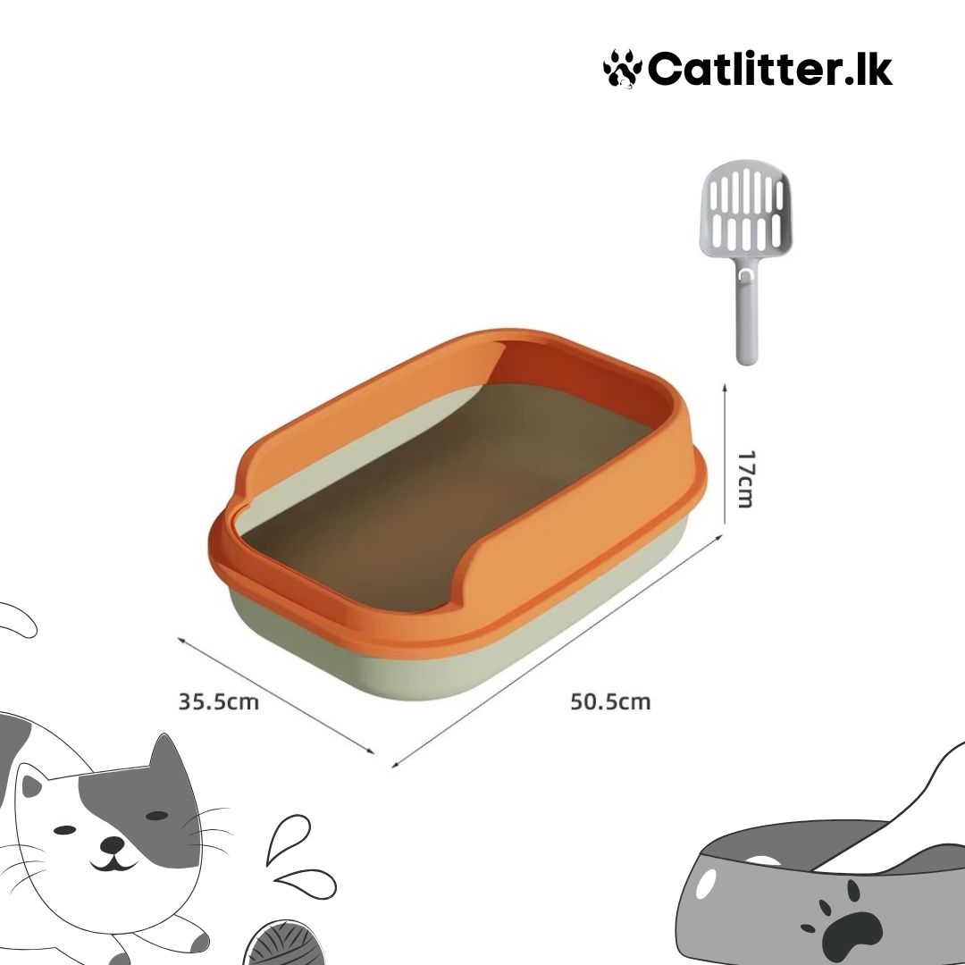 Semi Closed Large Cat Litter Box with Tray – Easy Cleaning & Odor Control