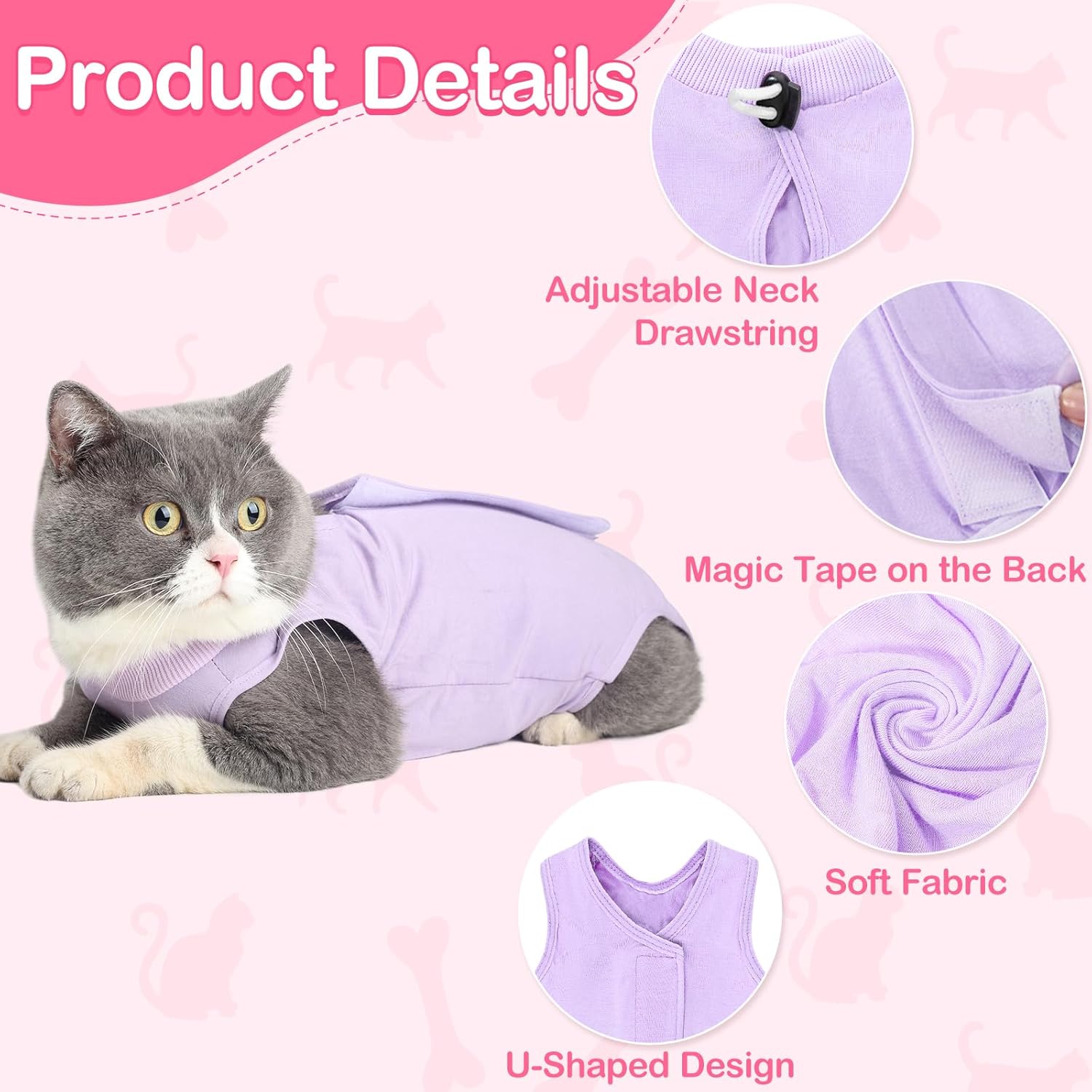 Cat Recovery Suit for Abdominal Wounds or Skin Diseases