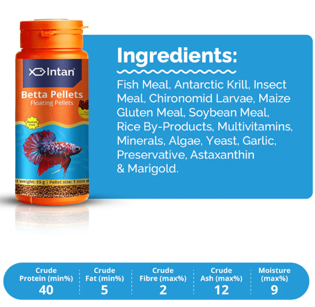 Intan Betta Pellets (1mm Floating) Highly Nutritious 27G