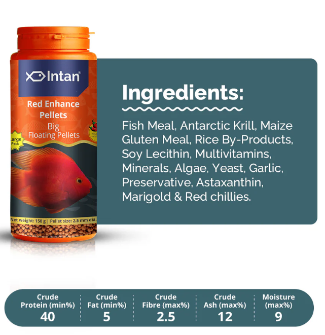 Intan Red Enhance Pellets - Big | Floating Fish Food 150G