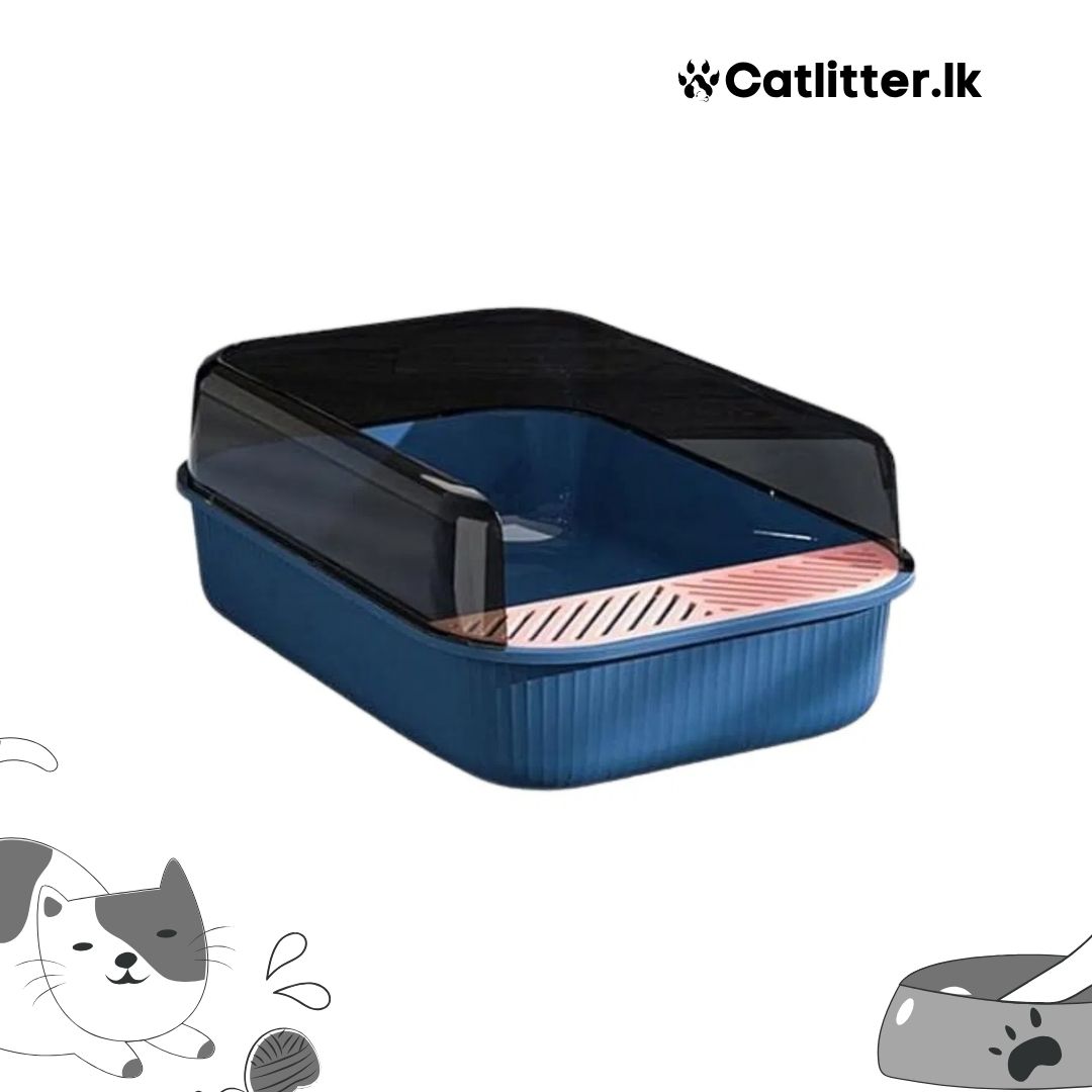 Semi-Enclosed Sifting Cat Litter Box / Tray – Easy Cleaning with Scoop & Odor Control
