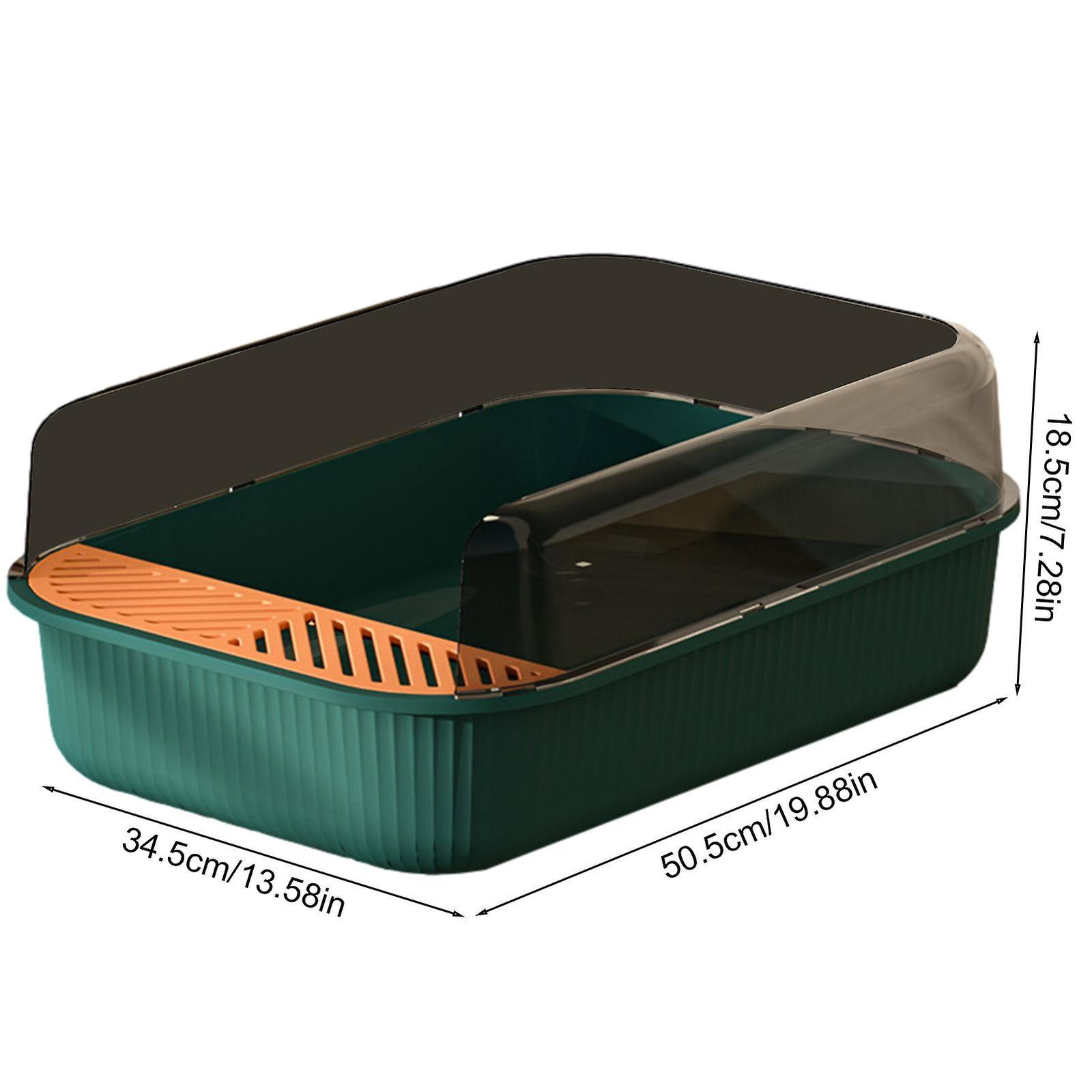 Semi-Enclosed Sifting Cat Litter Box / Tray – Easy Cleaning with Scoop & Odor Control