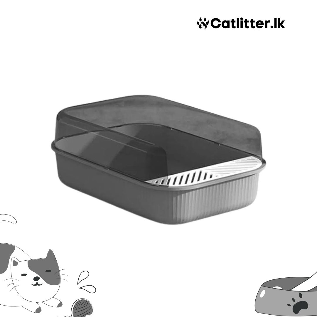 Semi-Enclosed Sifting Cat Litter Box / Tray – Easy Cleaning with Scoop & Odor Control