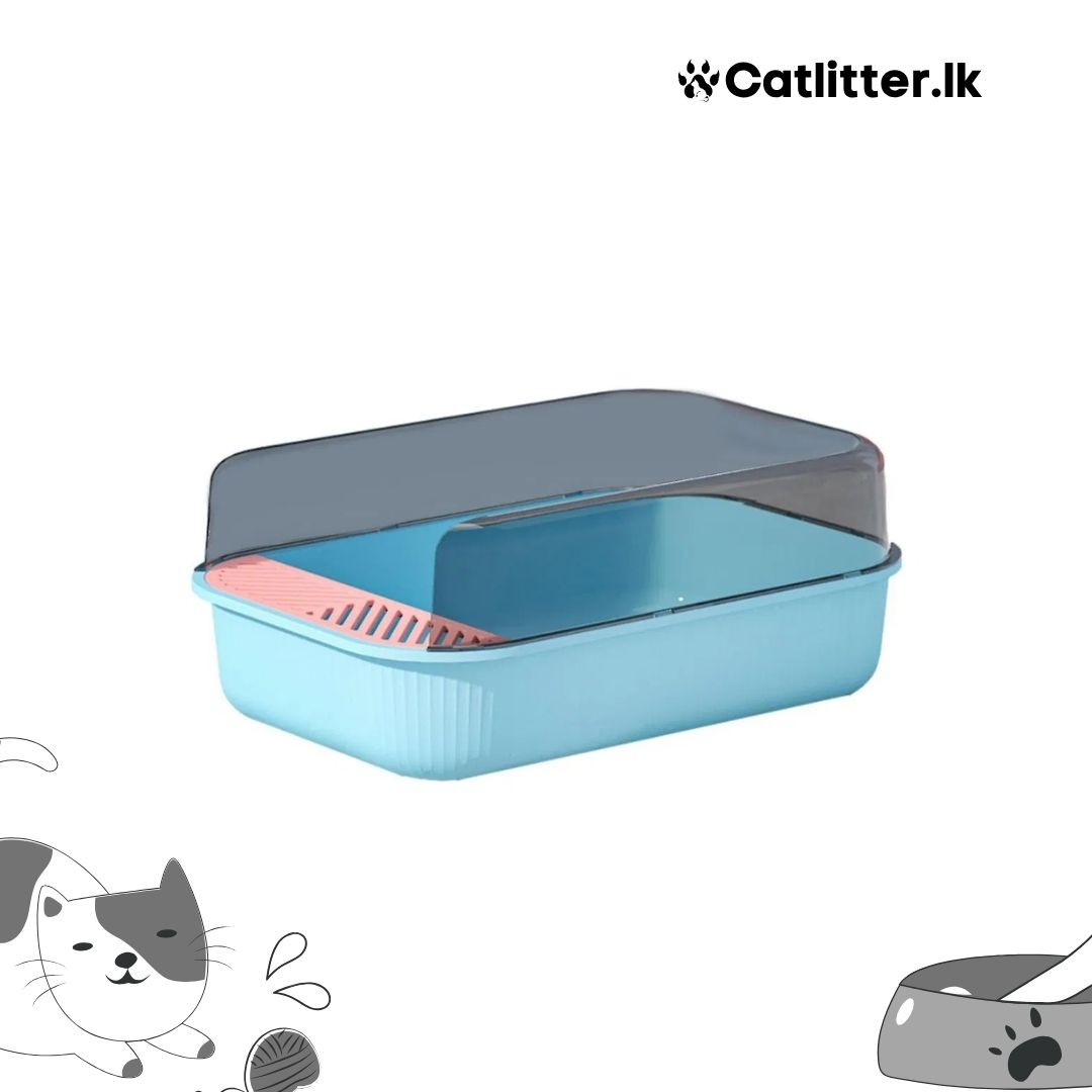Semi-Enclosed Sifting Cat Litter Box / Tray – Easy Cleaning with Scoop & Odor Control