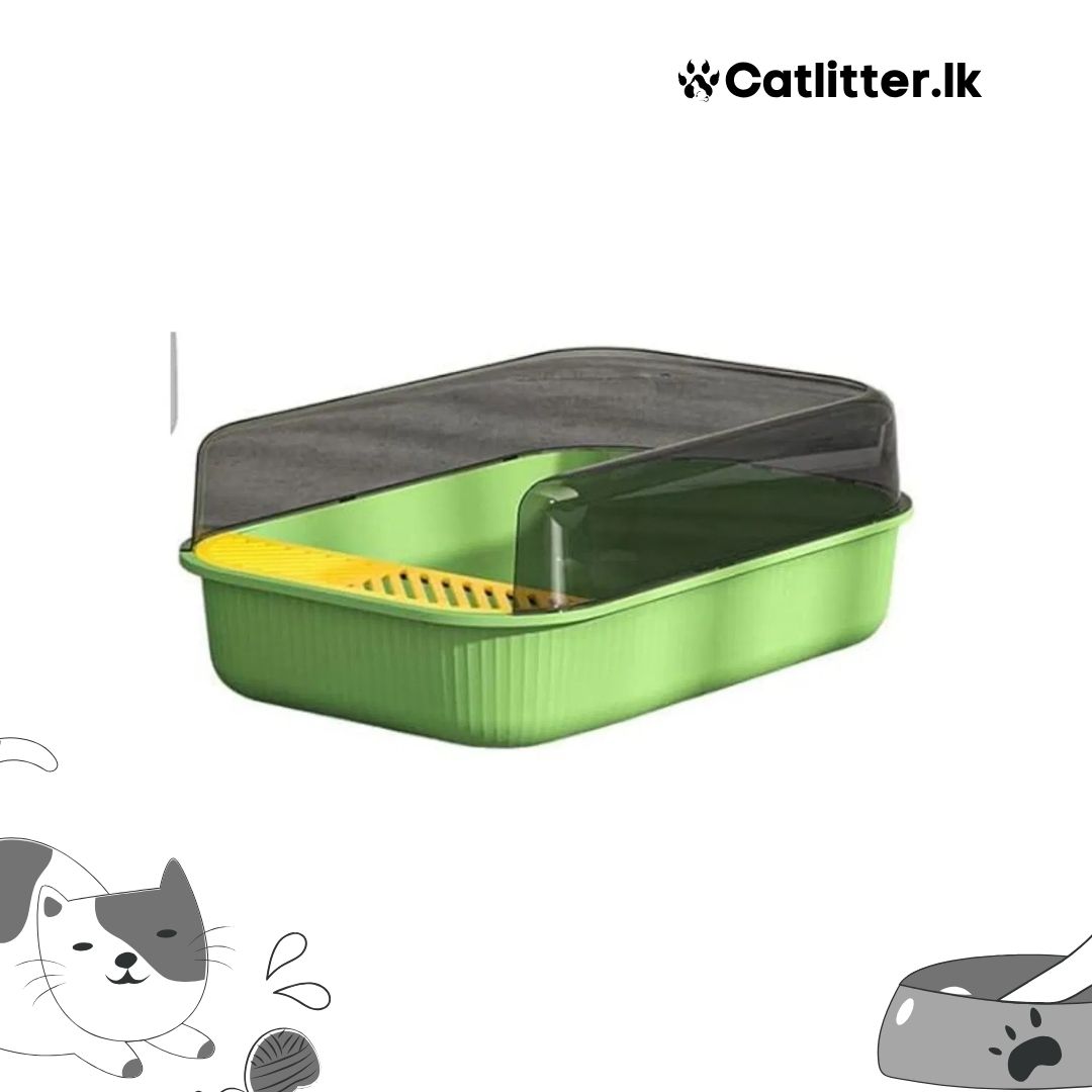 Semi-Enclosed Sifting Cat Litter Box / Tray – Easy Cleaning with Scoop & Odor Control
