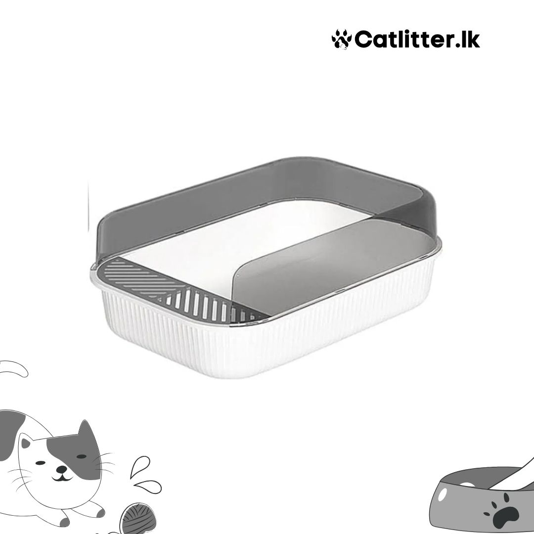 Semi-Enclosed Sifting Cat Litter Box / Tray – Easy Cleaning with Scoop & Odor Control