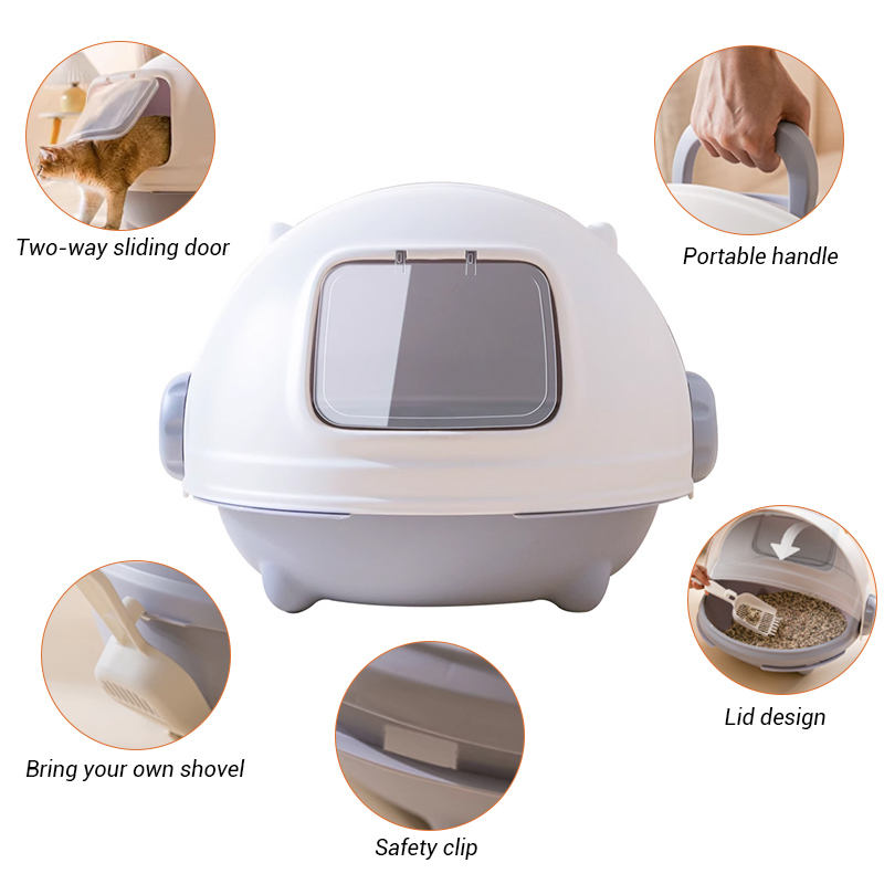 Fully Enclosed with Front-Opening Cat Litter Box