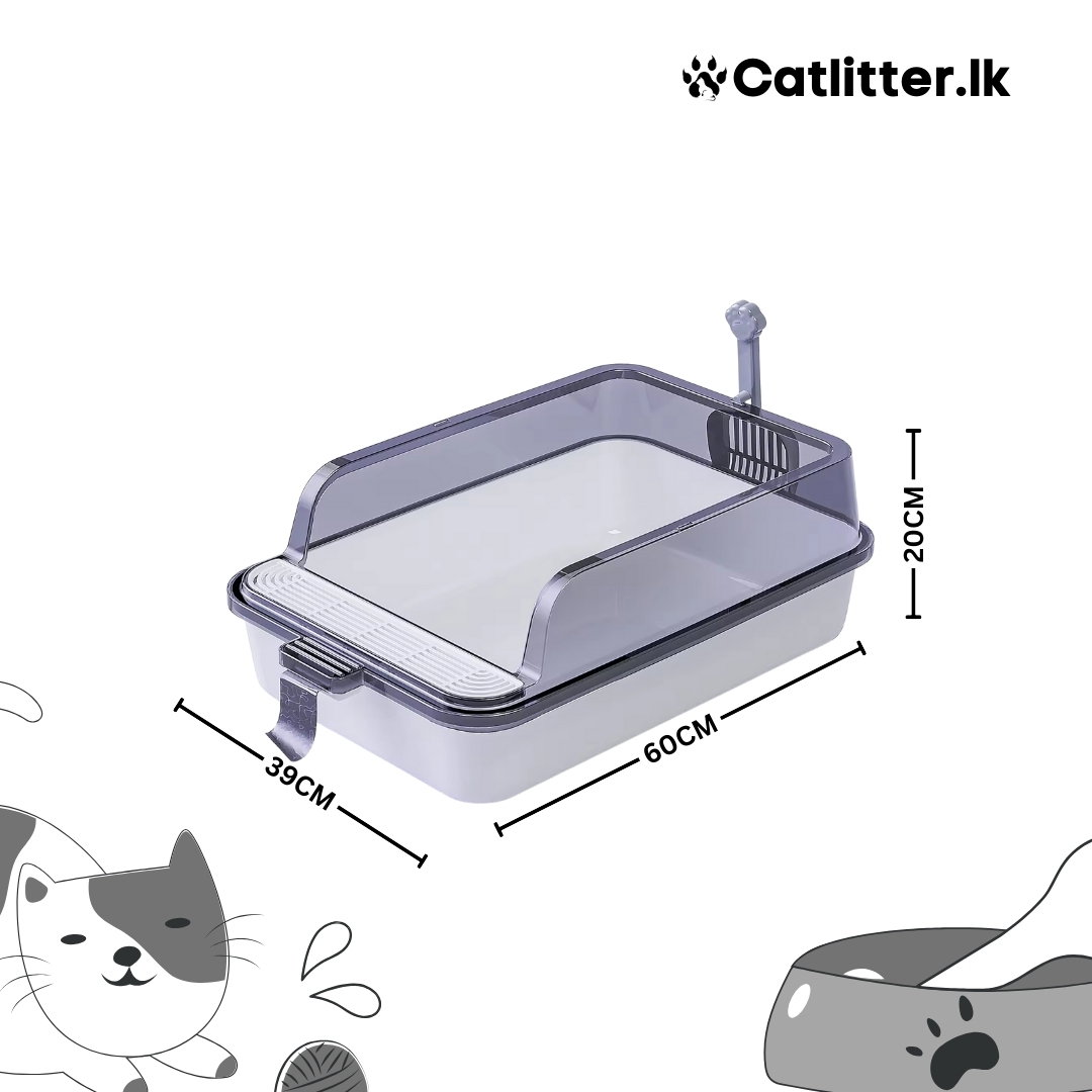 Open Cat Litter Tray with Waste Bags Storage and Free Scoop
