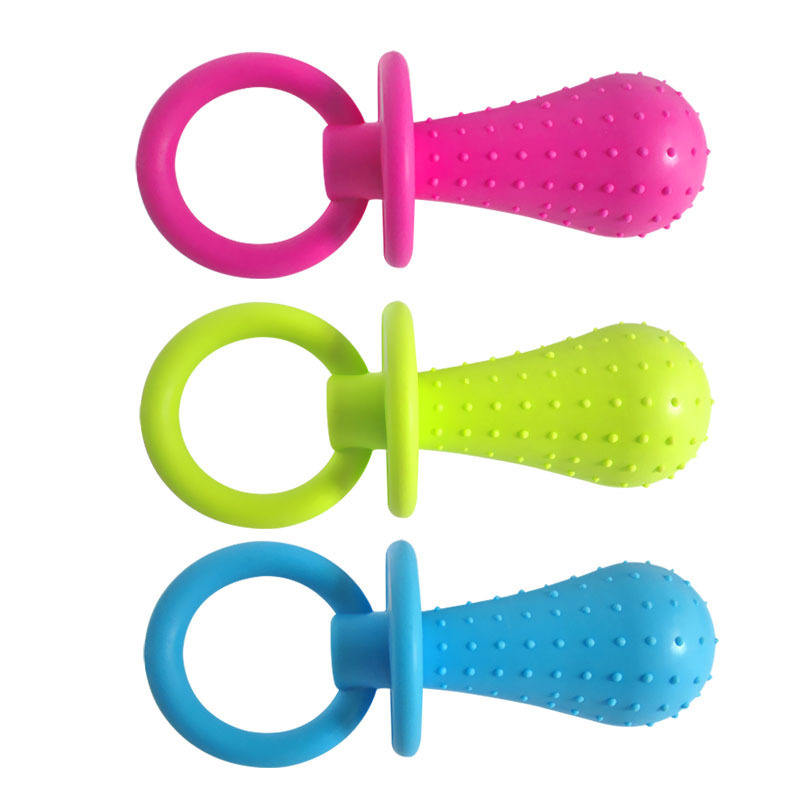 Pacifier-shaped rubber dog chew toy
