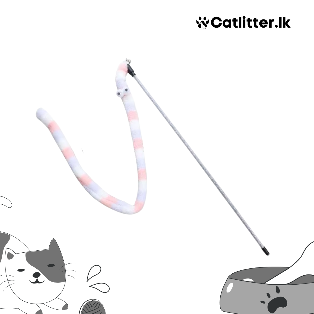 Rainbow Fluffy Long Plush Snake Funny Cat Stick Toy- CT018