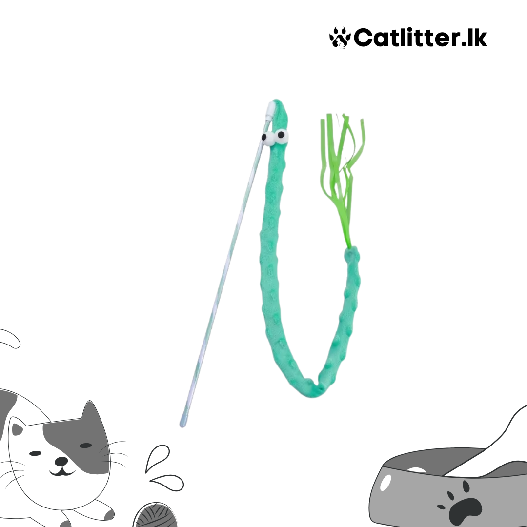 Rainbow Fluffy Long Plush Snake Funny Cat Stick Toy- CT018