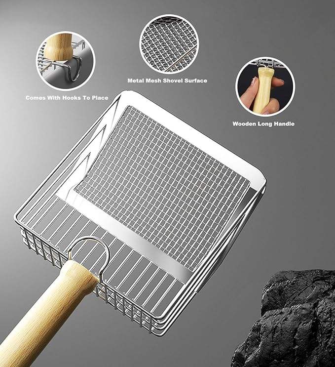 Stainless Steel Catlitter Scoop with Hook Holder
