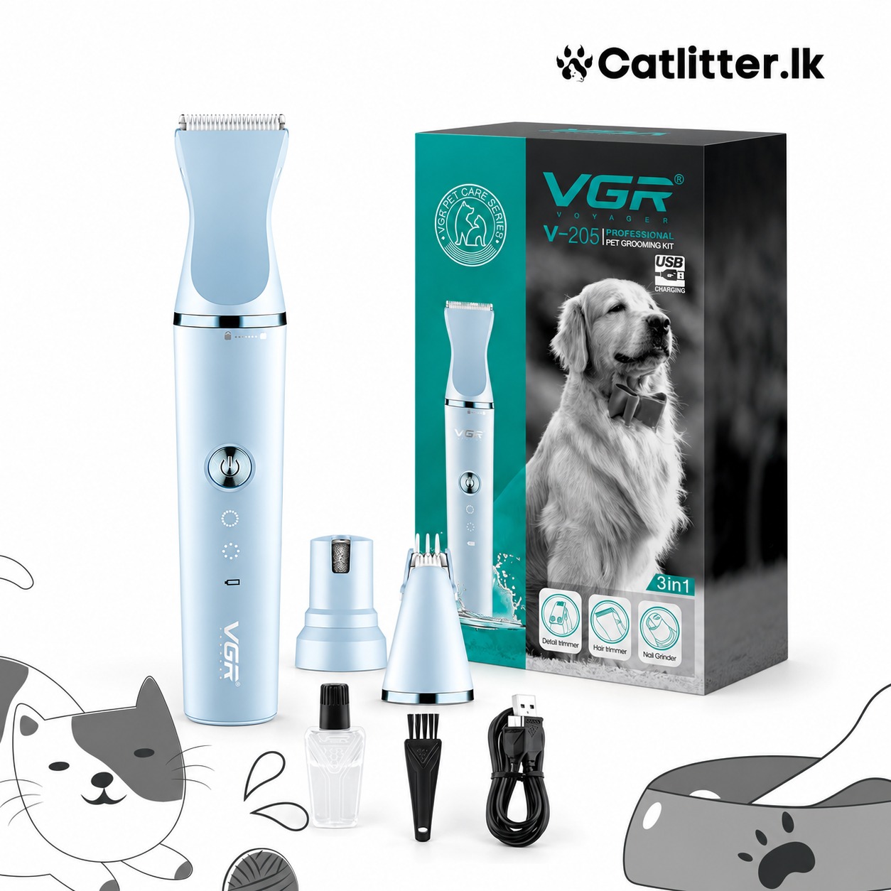 VGR V-205 Professional Pet Grooming Trimmer Kit