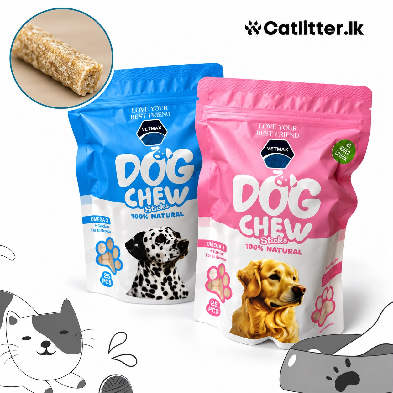 VETMAX Dog Chew Sticks (Natural)